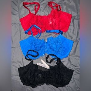 SET OF 3. Victoria’s Secret Dream Angel Push Up Without Padding Lace Bralettes